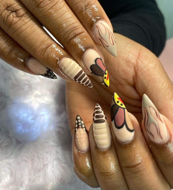 3d nail art designs with different shades of brown