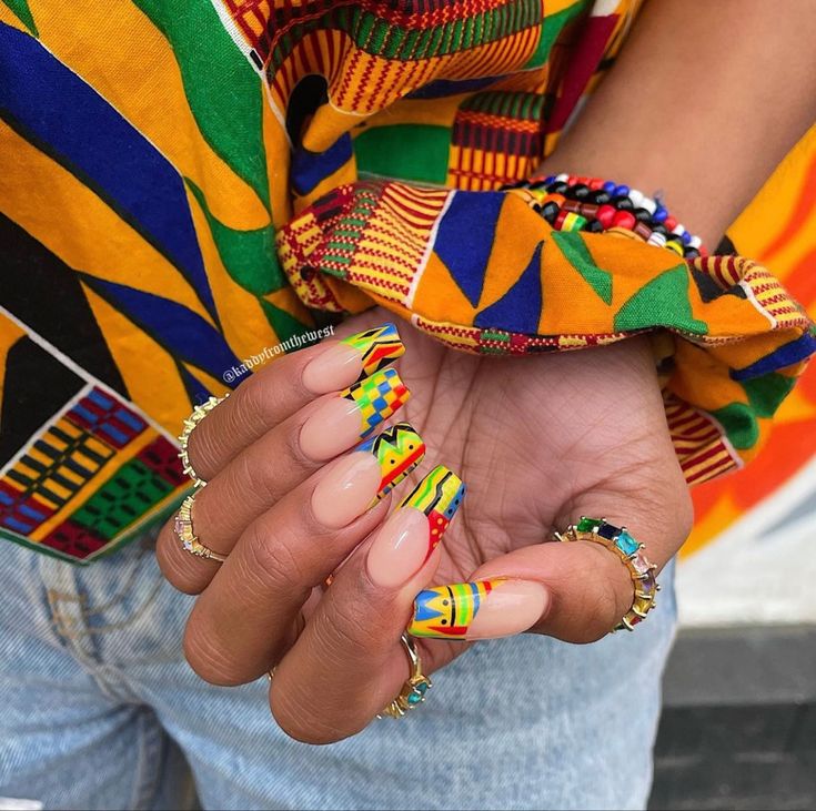 Kente cloth African nail art 