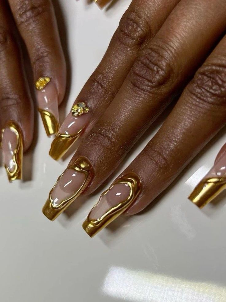 Chrome nail art with a high-shine metallic finish for a statement look